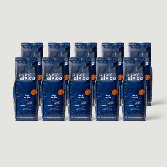 Pure Africa Coffee Bergkoning koffiebonen doos 10x750g rond