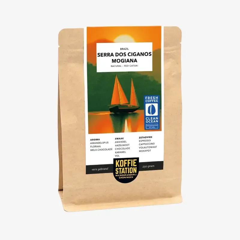 Koffiestation Brazil Serra Dos Ciganos koffiebonen zeiltransport
