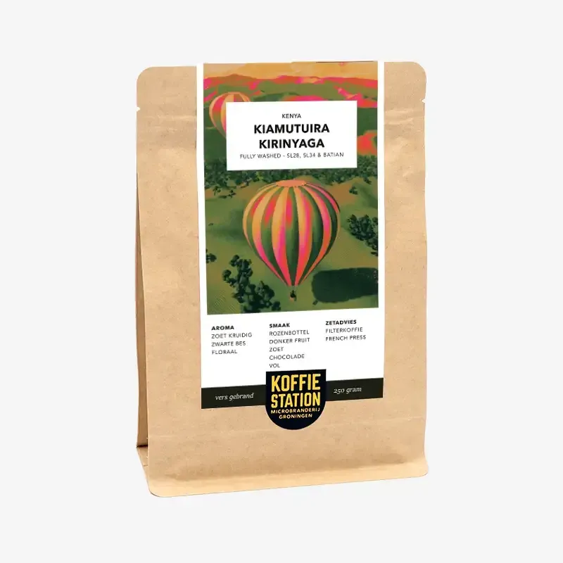 Koffiestation Kenya Kiamutuira koffiebonen fruitig filter