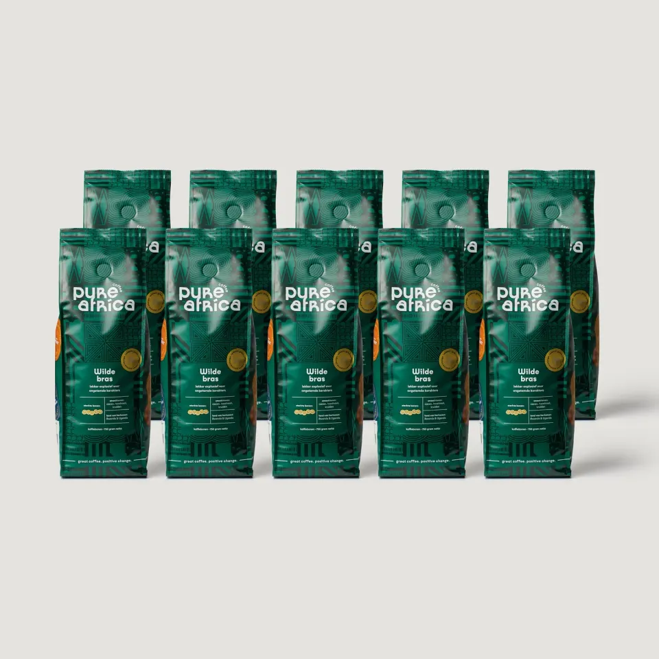 Pure Africa Coffee Wildebras koffiebonen doos 10x750g krachtig