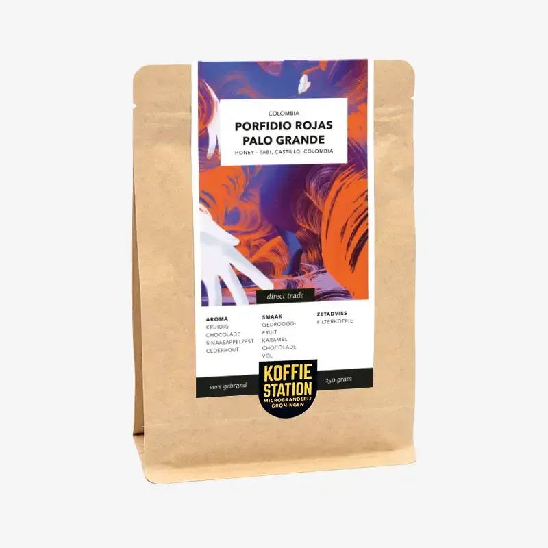 Koffiestation Colombia Porfidio Rojas koffiebonen honey