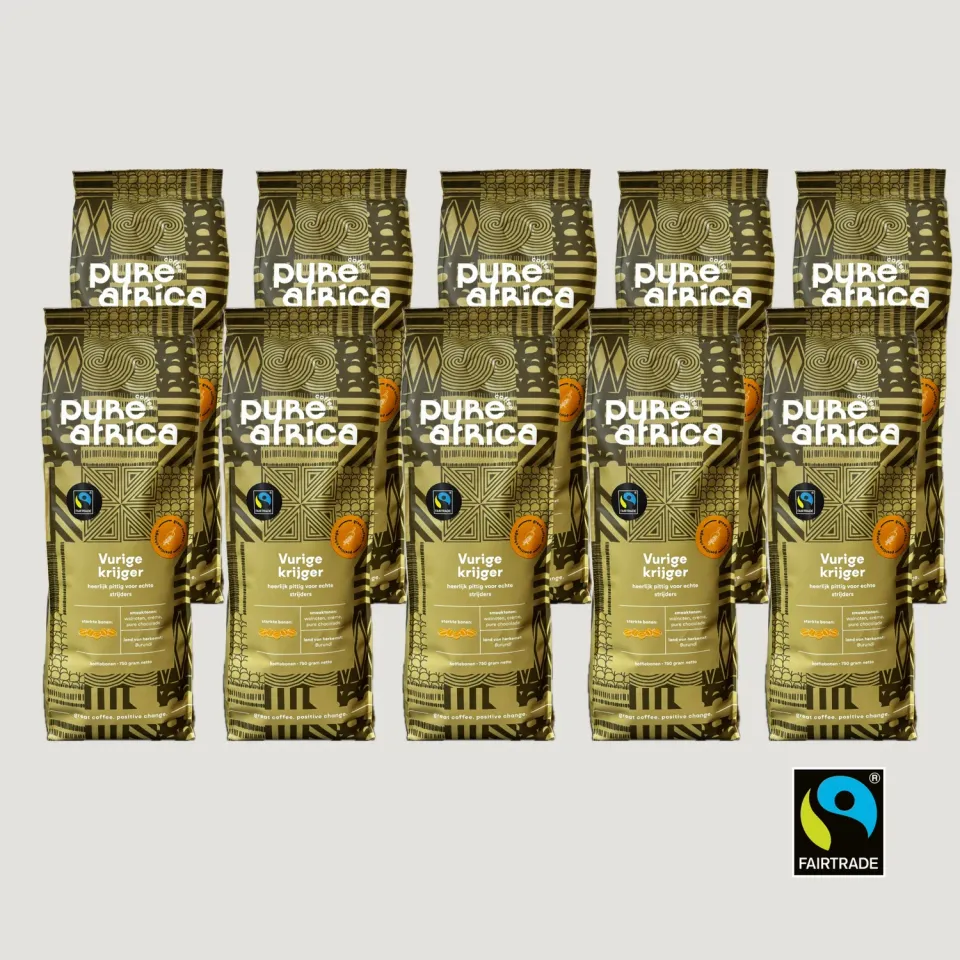 Pure Africa Coffee Vurige Krijger koffiebonen 10 x 750 gram fairtrade