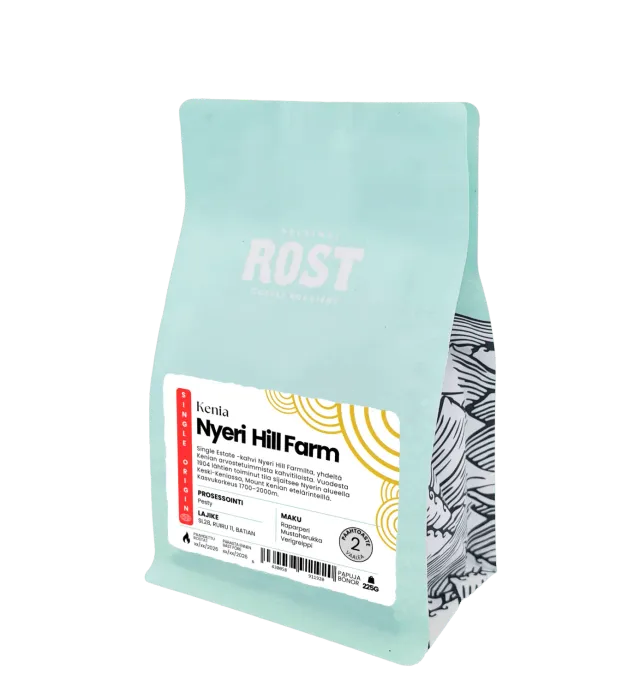Rost Kenia Nyeri Hill Farm koffiebonen 225 g besachtig