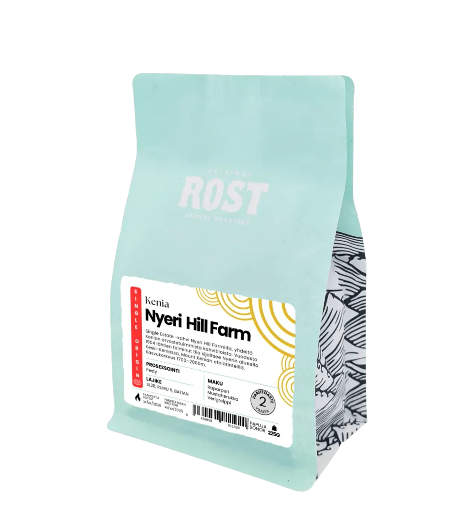 Rost Kenia Nyeri Hill Farm koffiebonen 225 g besachtig